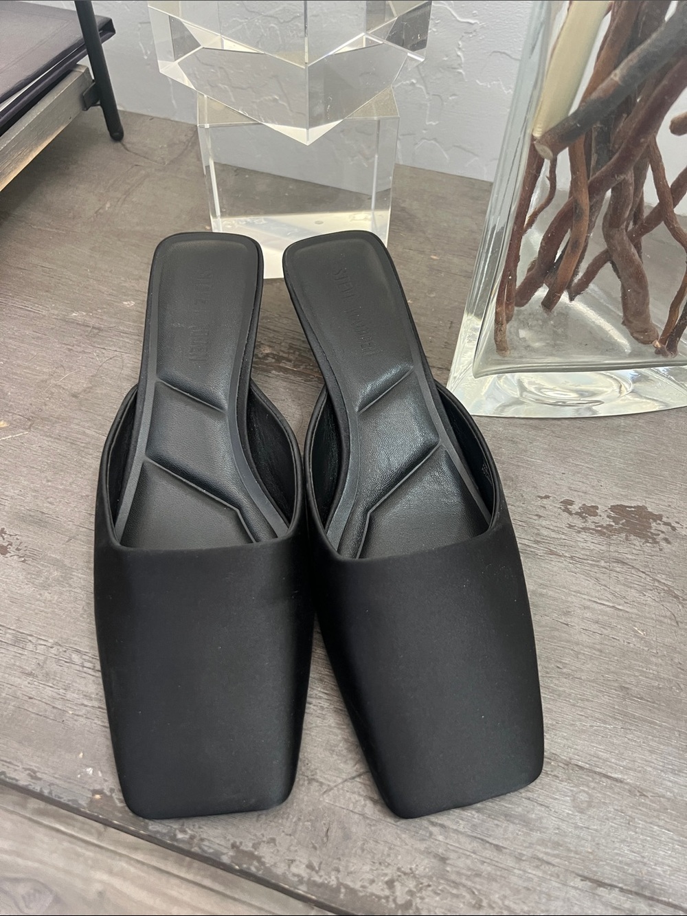 Steve Madden Black Square-Toe Slip-On Heels